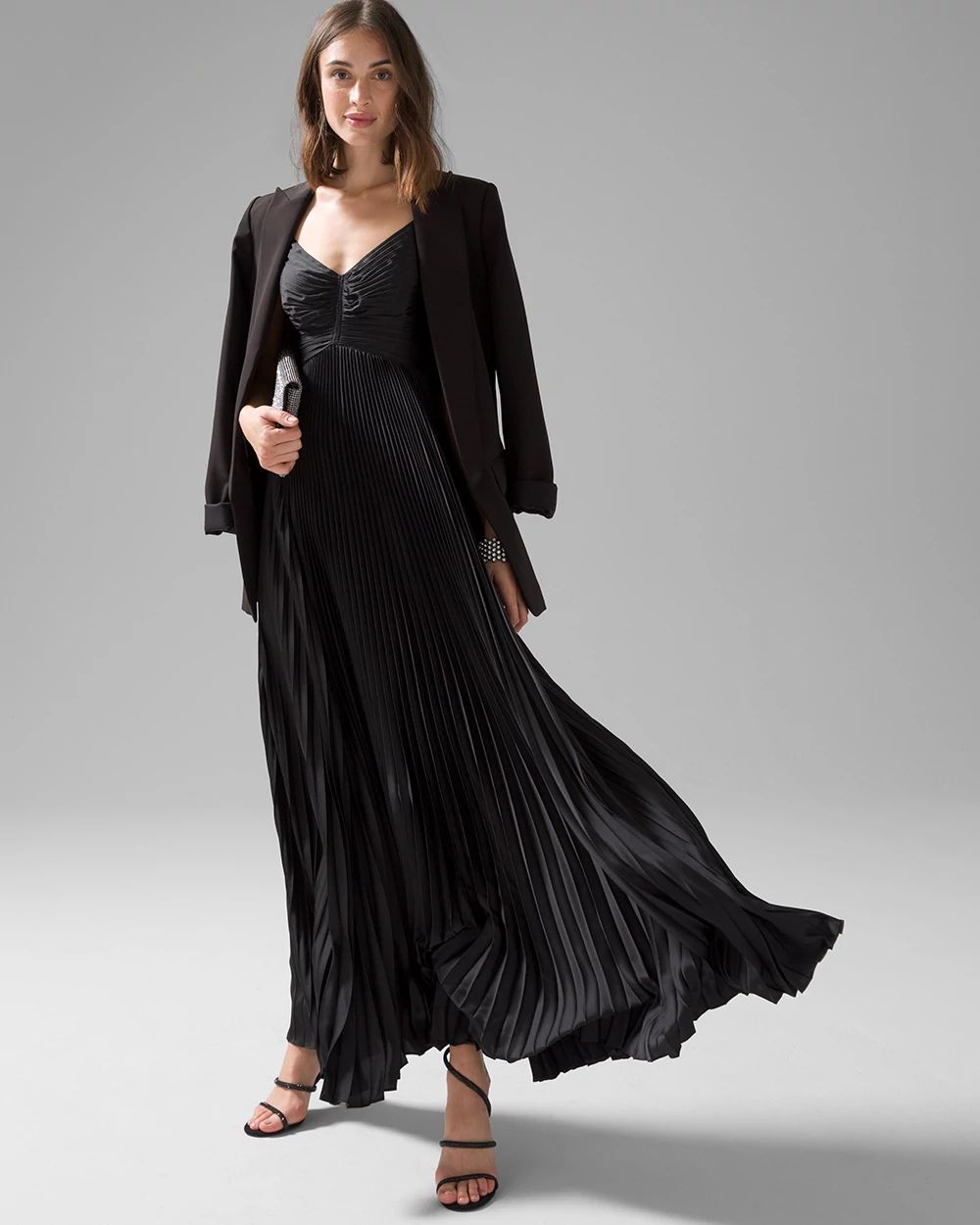 Satin Pleated Maxi Dress