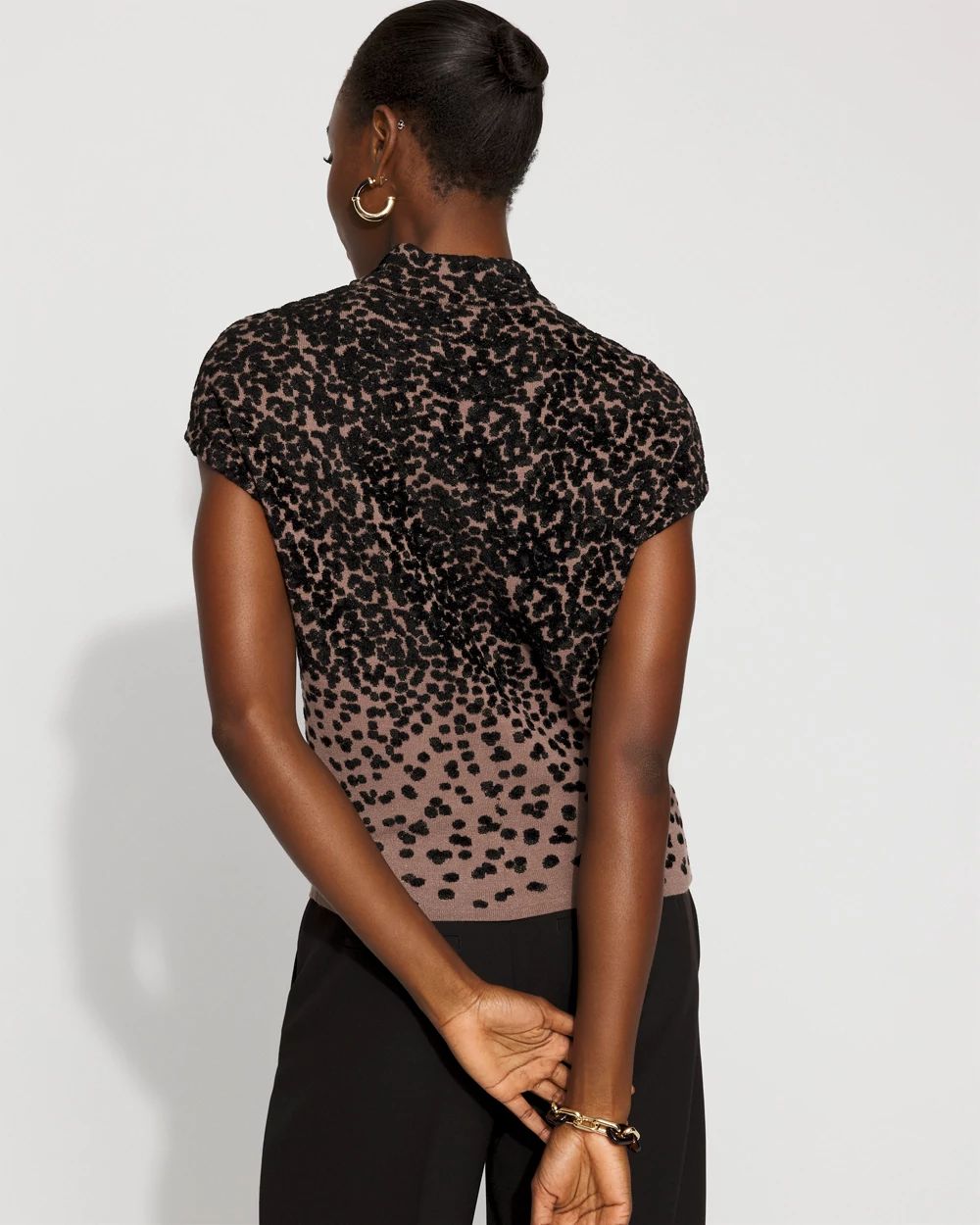 Mock Neck Ombre Animal-Print Sweater