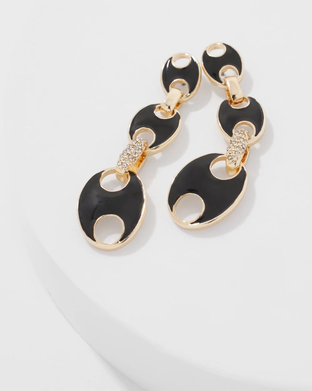 Black Mariner Links & Pavé Earrings