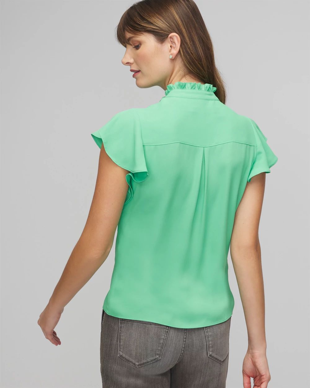 Petite Short Sleeve Flutter Sleeve Shell Top click to view larger image.