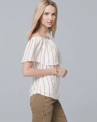 Off-the-Shoulder Stripe Blouse click to view larger image.