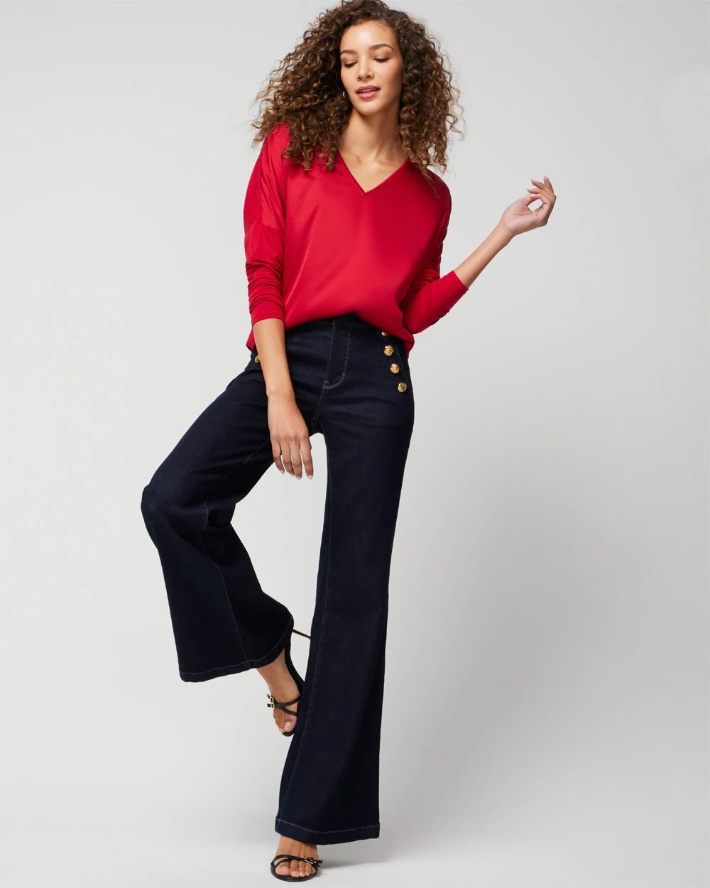Woven Front Long Sleeve Tee