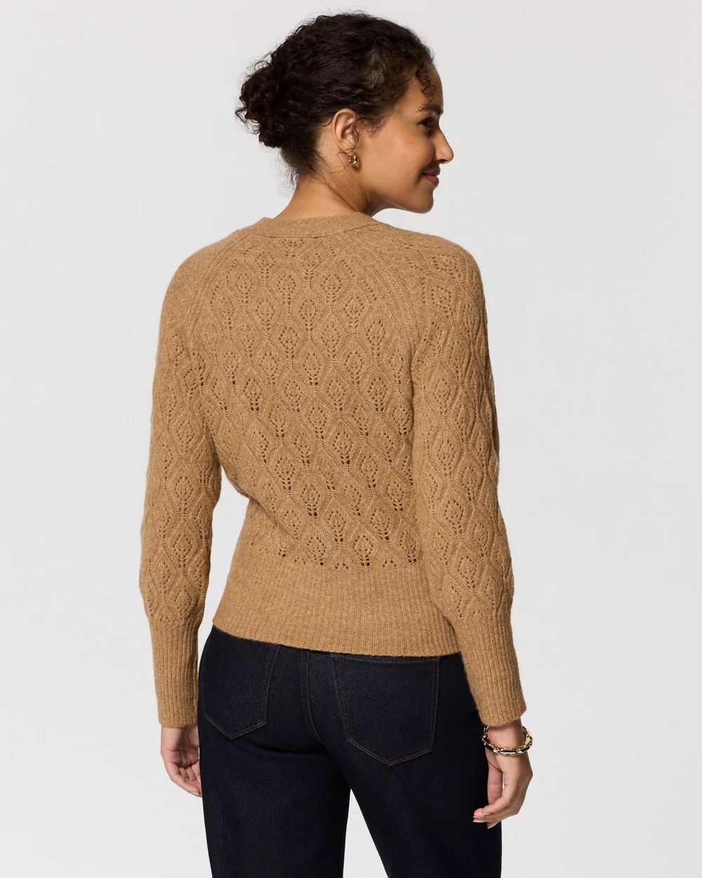 Rib Trim V-neck Sweater click to view larger image.