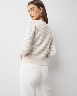 Textured Striped Sweater Cardigan click to view larger image.