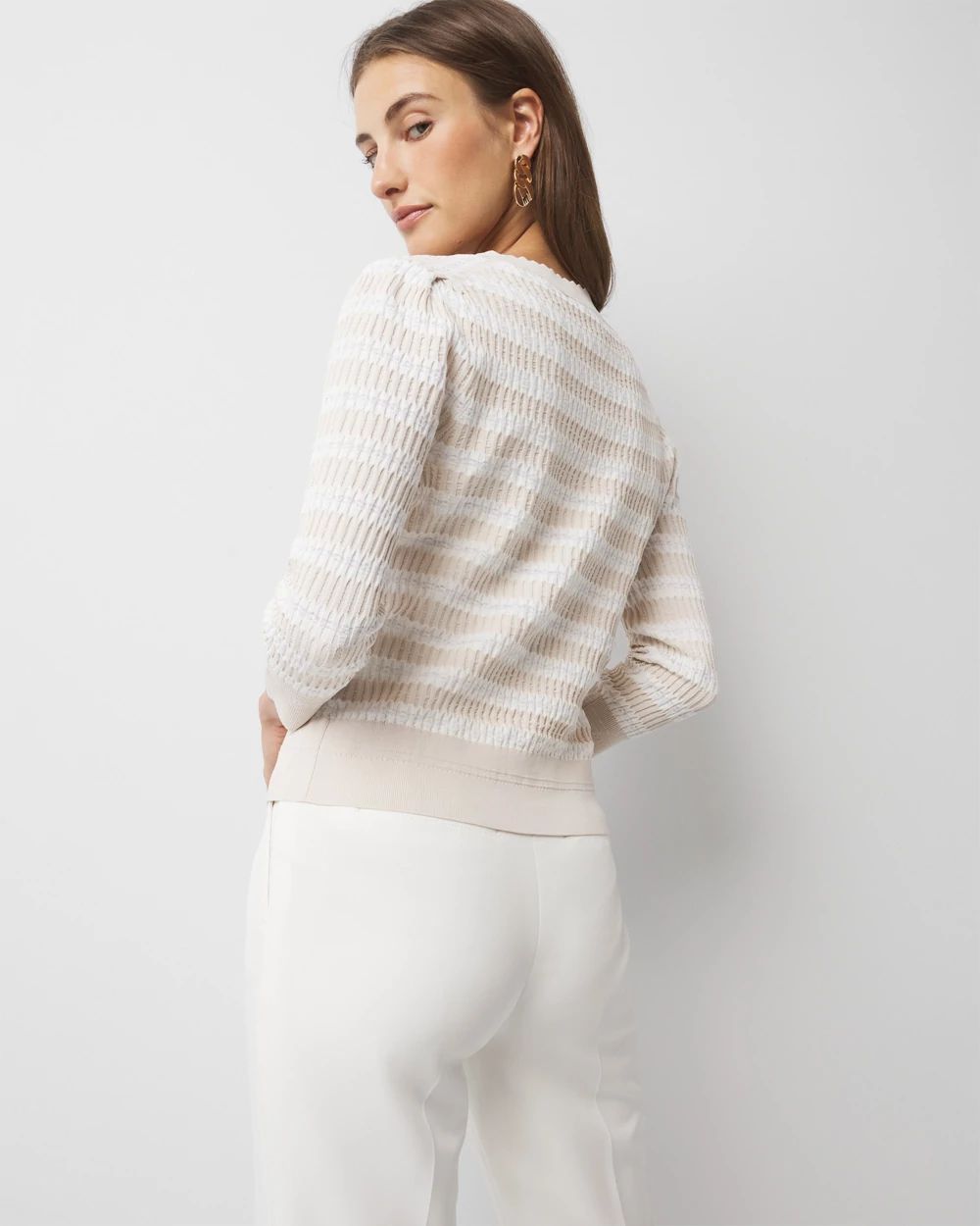 Textured Striped Sweater Cardigan