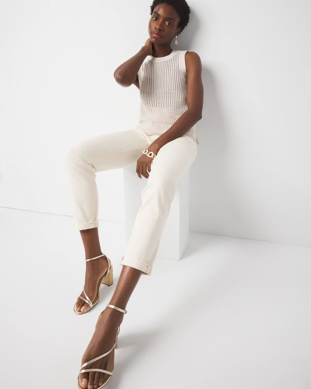 Petite Sequin Shimmer Tank Top