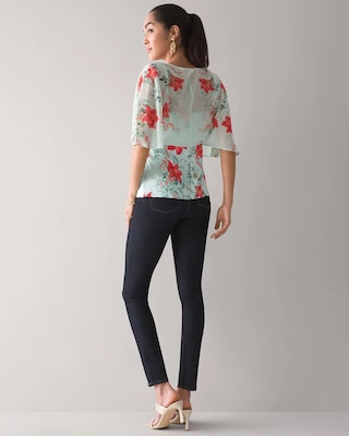 Floral-Print Kimono Sleeve Blouse click to view larger image.