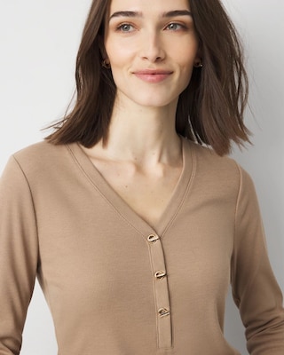 Turnlock Long Sleeve Henley Tee click to view larger image.