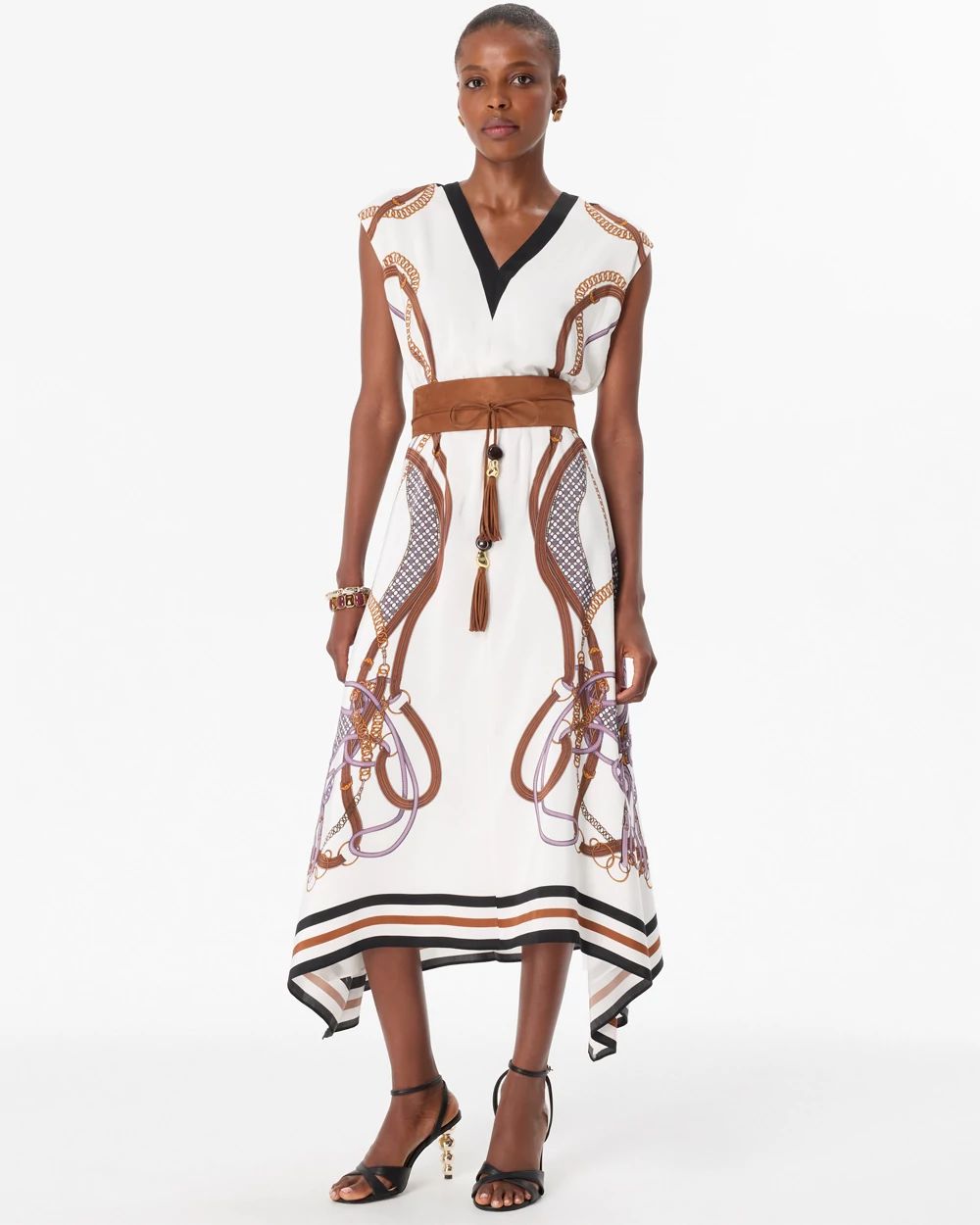 Handkerchief Hem Crepe Midi Dress click to view larger image.