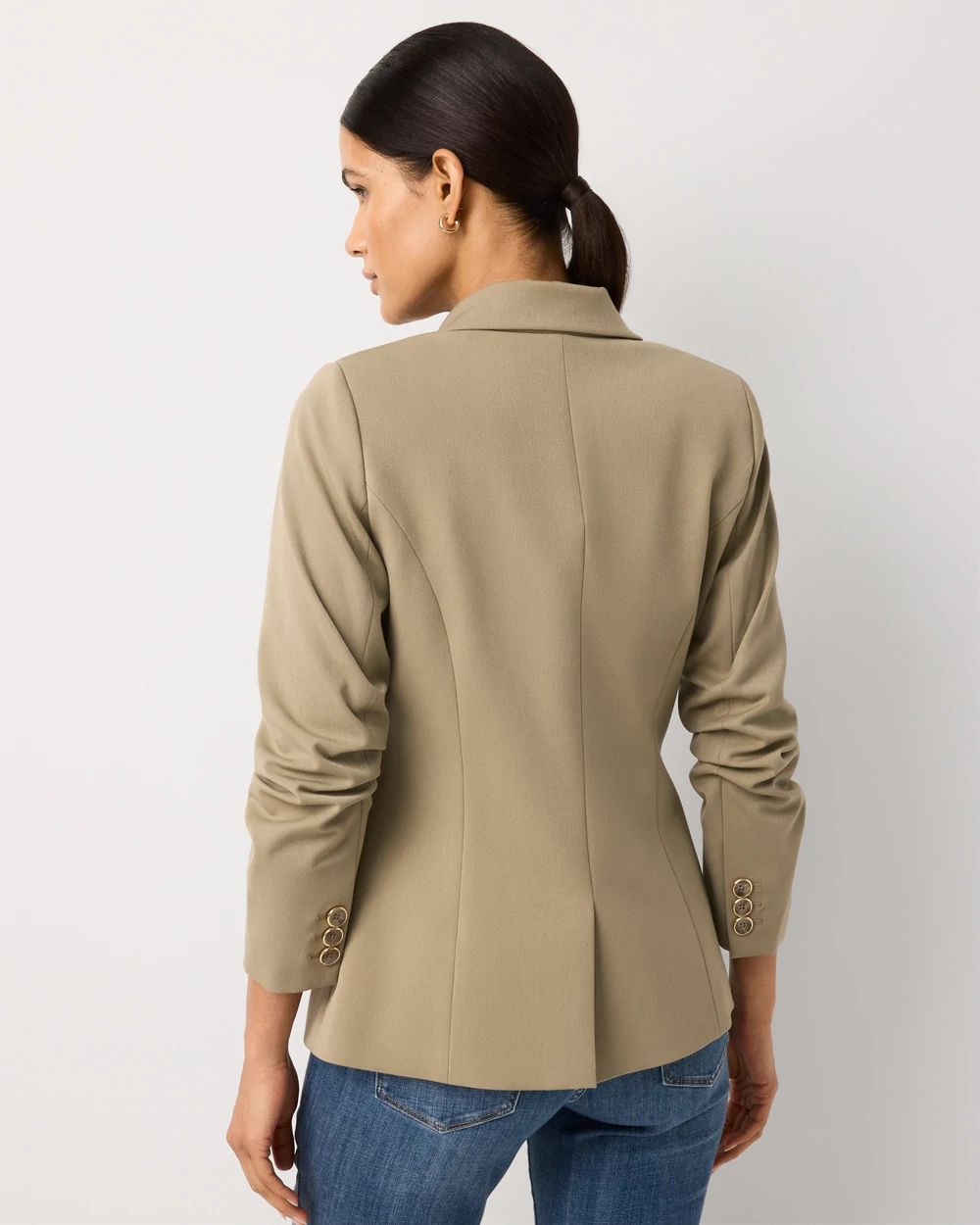 Petite Ruched Sleeve Blazer