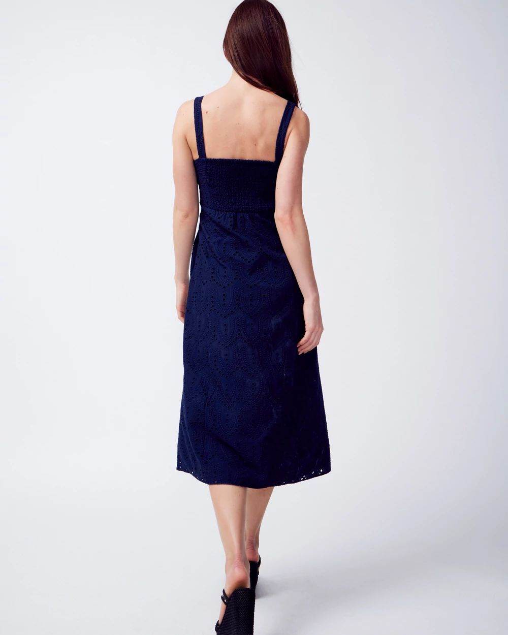 Tie-Front Eyelet Midi Dress