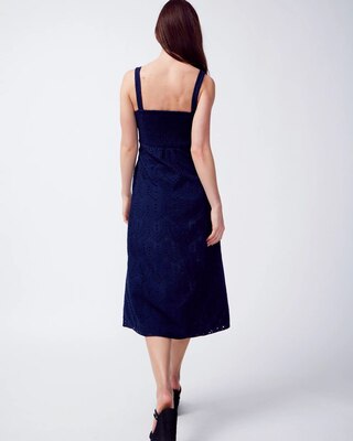 Tie-Front Eyelet Midi Dress