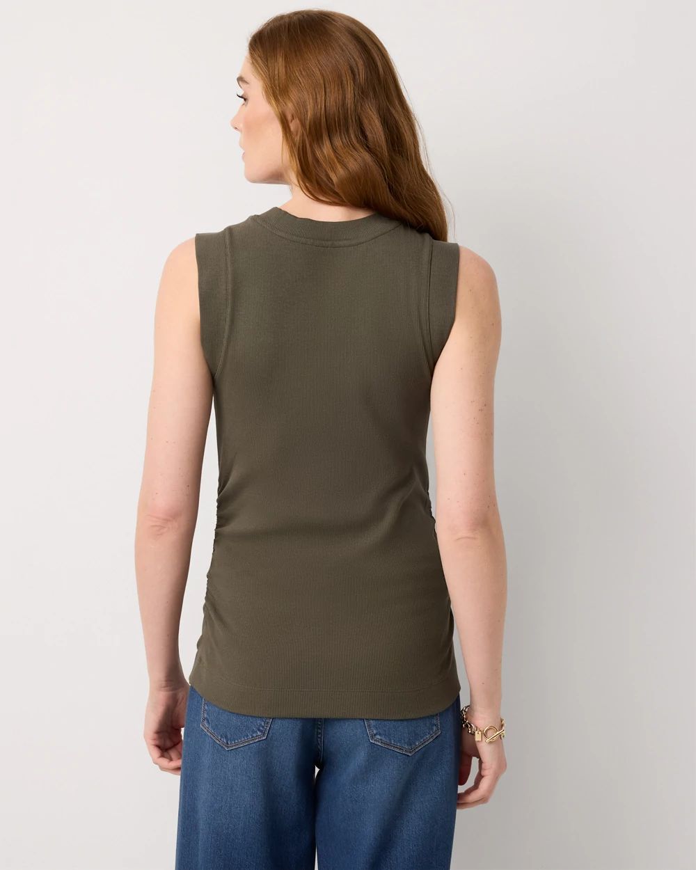 WHBM FORME™ Ribbed Stretch Ruched Side Tank click to view larger image.