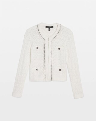 Petite Novelty Trim Cardigan click to view larger image.