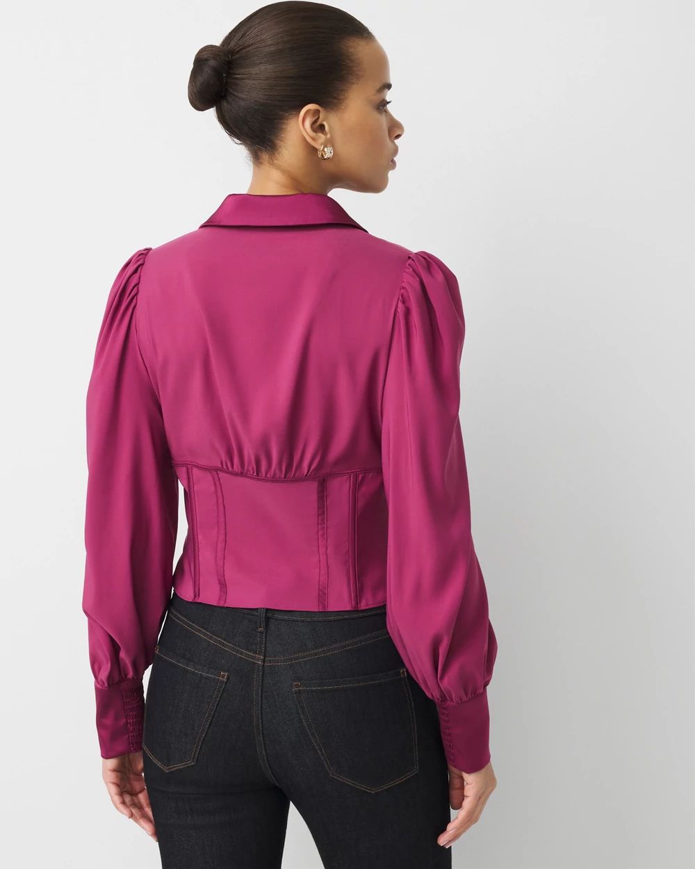 Corset Detail Satin Shirt
