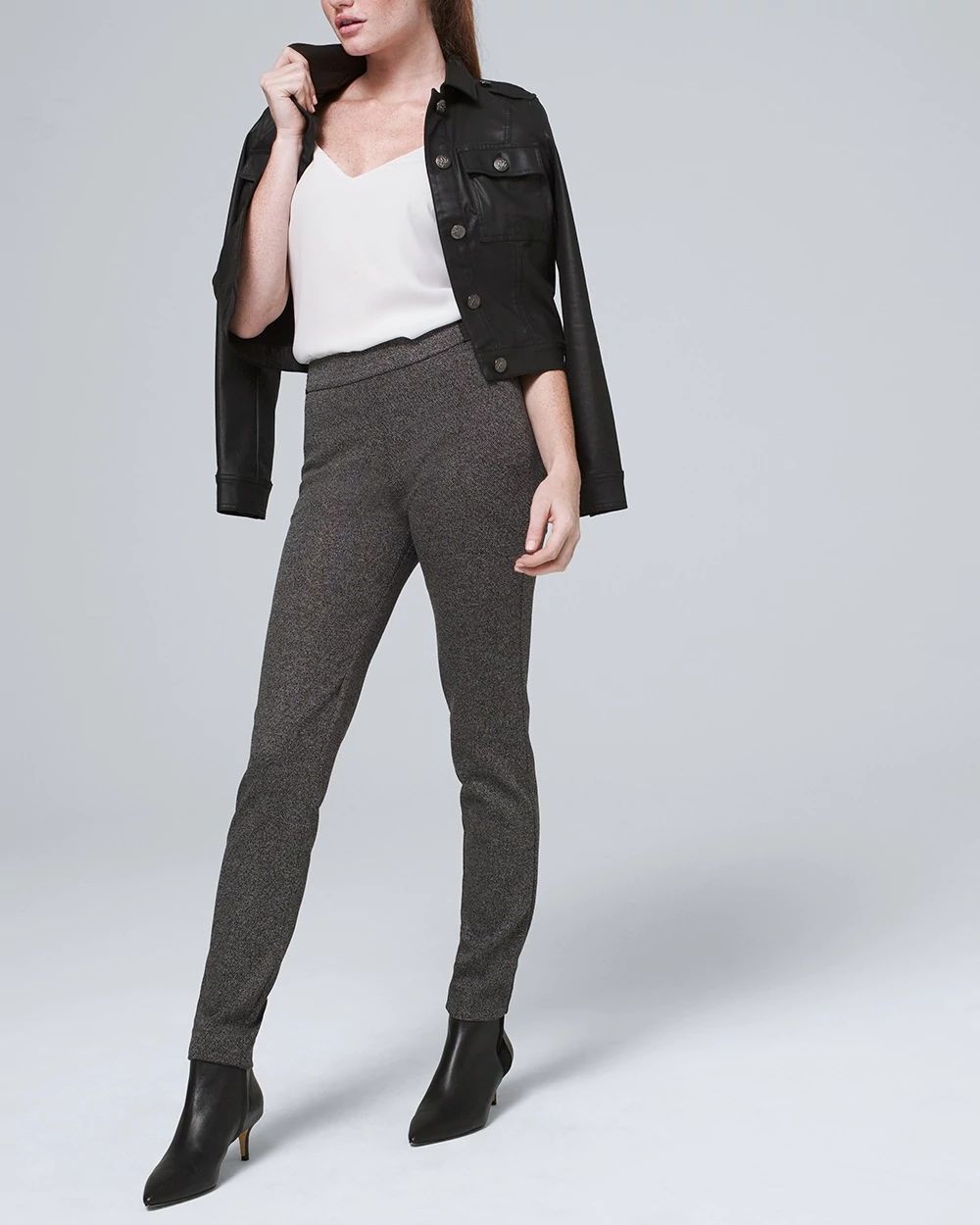 Straight-Leg Speckled Ponte Pants