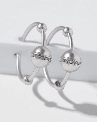 Silver Sphere Hoop Earrings