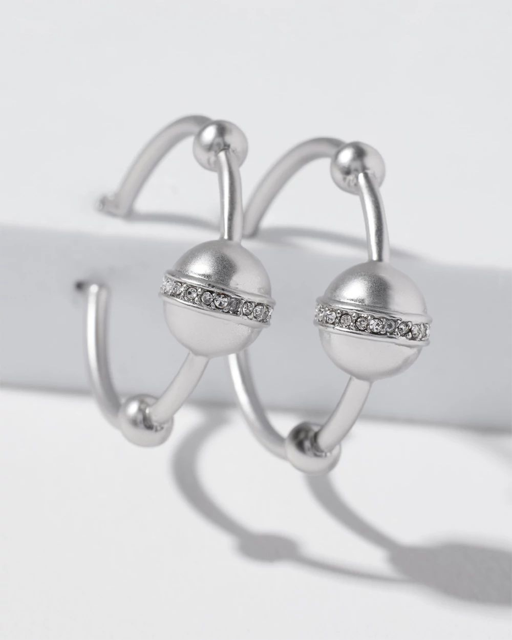 Silver Sphere Hoop Earrings