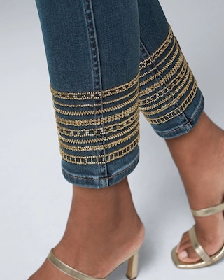Curvy-Fit High-Rise Beaded Hem Slim Crop Jeans click to view larger image.