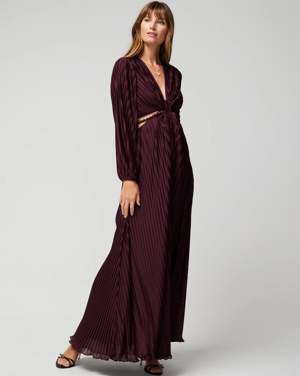 Long Sleeve Chain Cutout Maxi Dress
