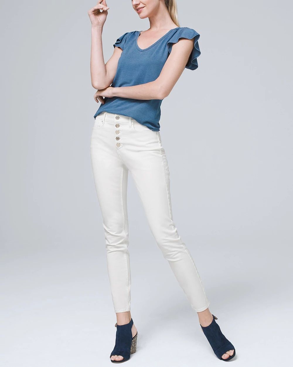 High-Rise Sculpt Button-Fly Skinny Jeans