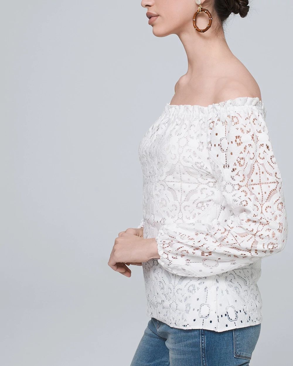 Off-the-Shoulder Lace Blouse click to view larger image.