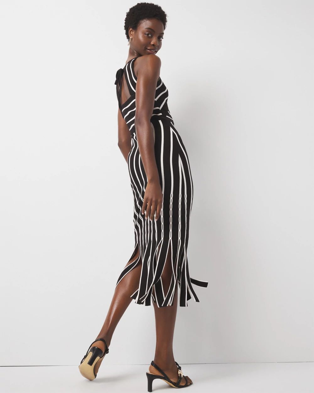 Halter Sweater Dress with Fringe