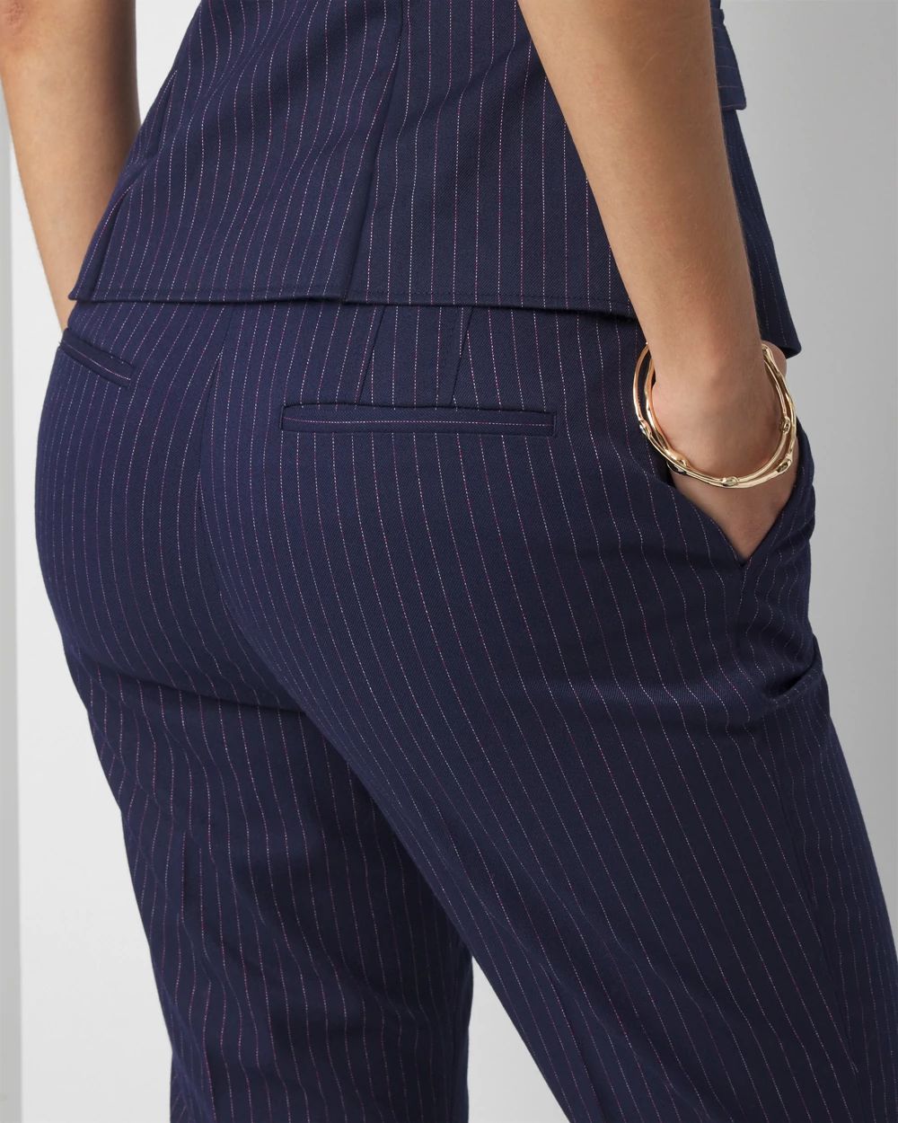 High Rise Pinstripe Flare Trouser click to view larger image.