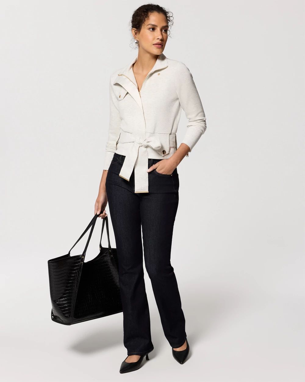 Belted Moto Cardigan click to view larger image.