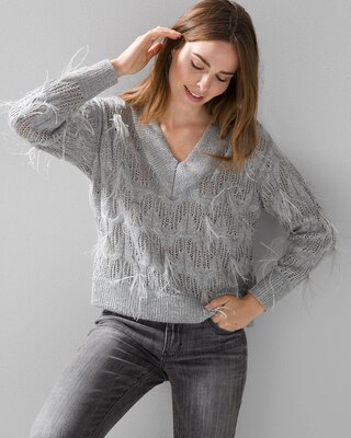 Feathered Sequin Sweater