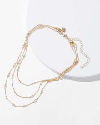 Gold Convertible Bezel Multiple Strand Necklace