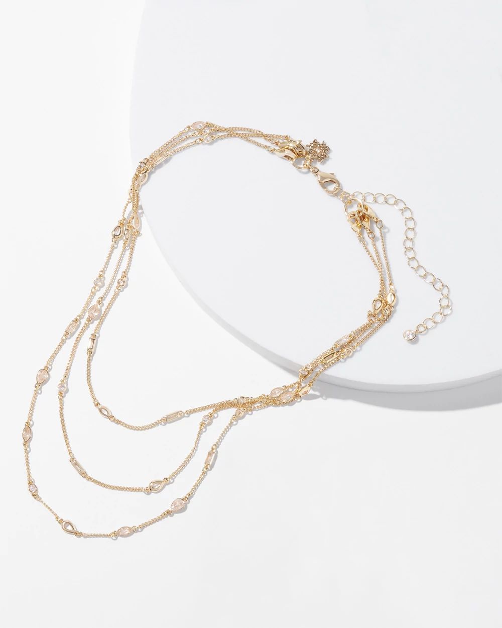 Gold Convertible Bezel Multiple Strand Necklace
