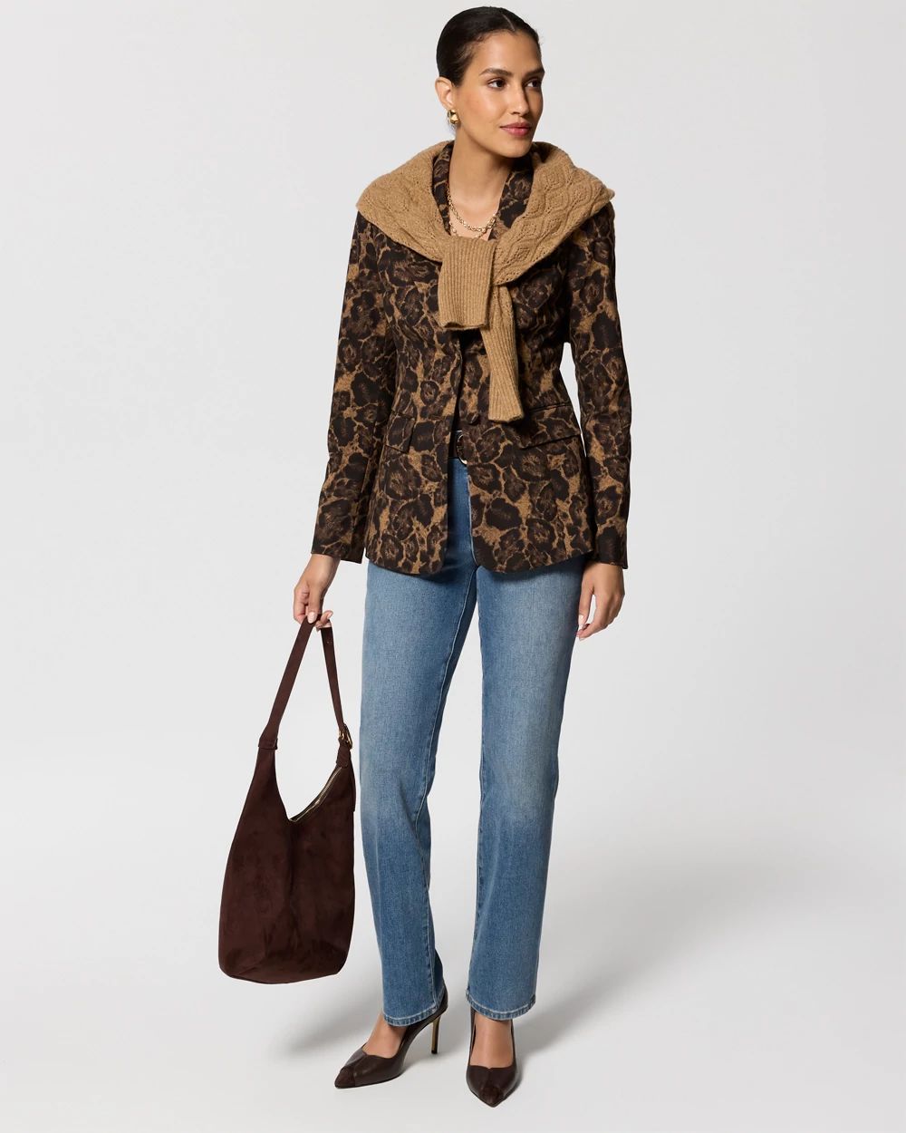 Petite Animal Print WHBM® Two-Button Studio Blazer click to view larger image.