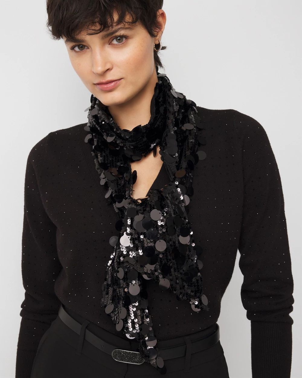 Sequin Skinny Scarf click to view larger image.