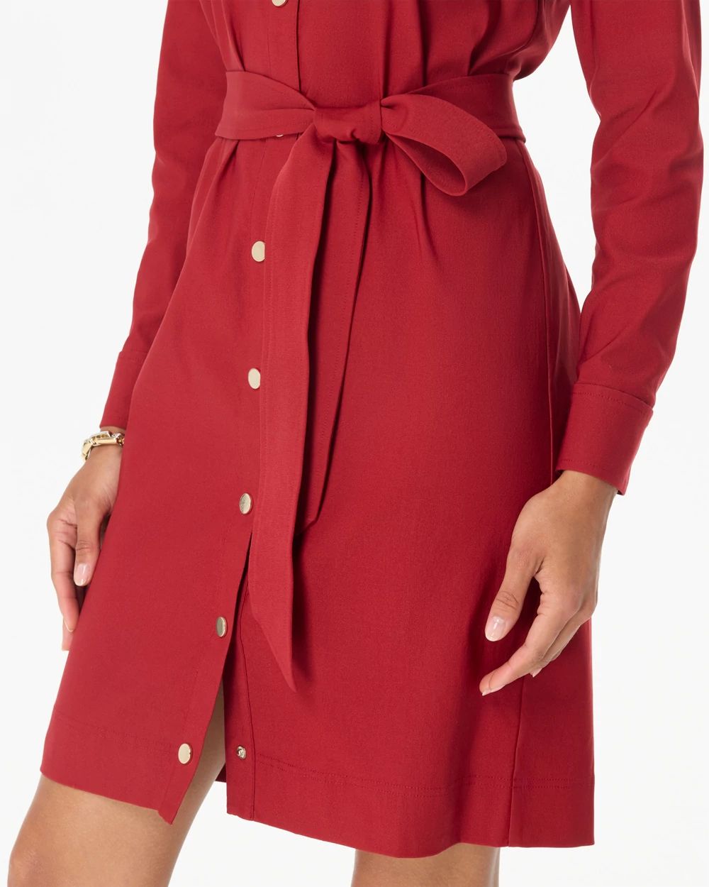 Petite Long Sleeve Shirt Dress click to view larger image.