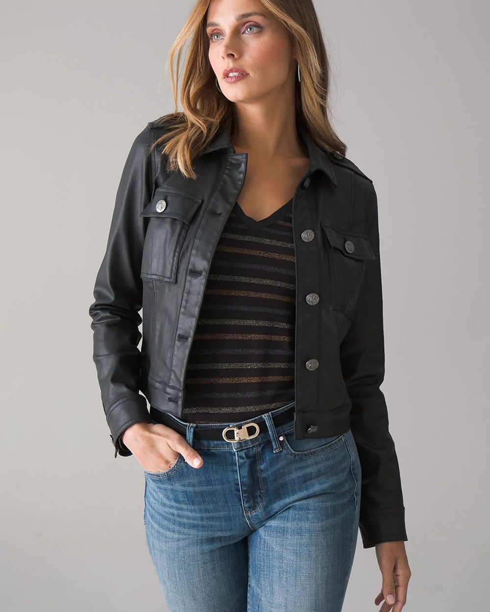 Petite Cropped Pocket Jacket