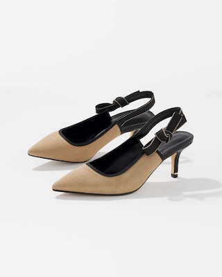 Canvas Slingback Kitten Heel Pump click to view larger image.