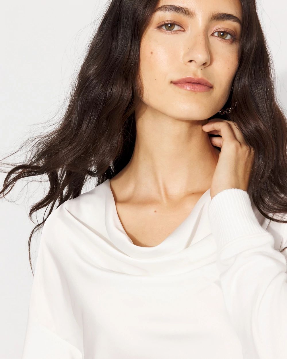 Petite Satin Mix Snit Top