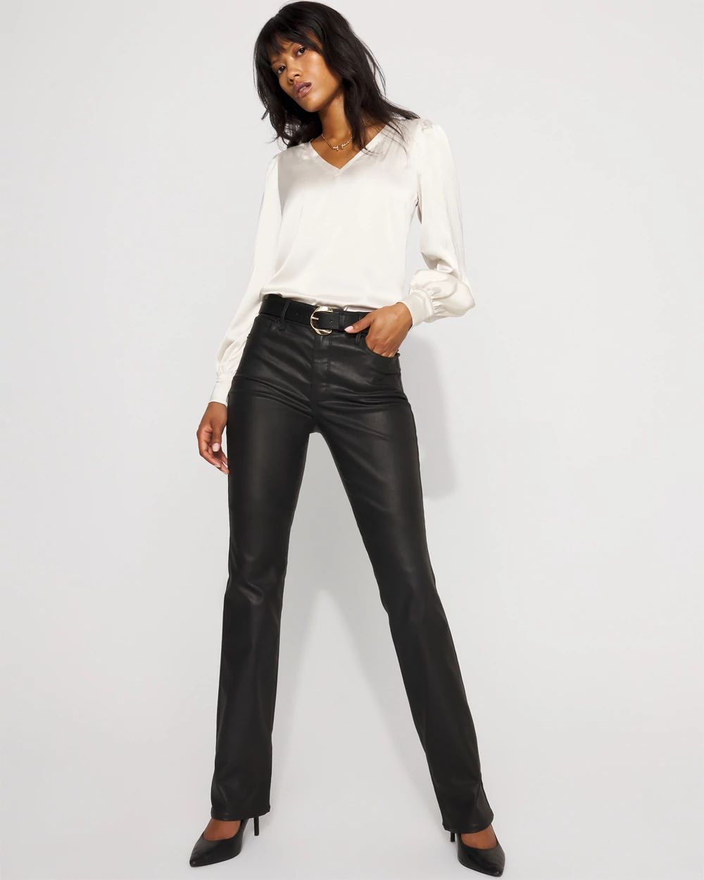 High-Rise Coated Micro Bootcut Jean