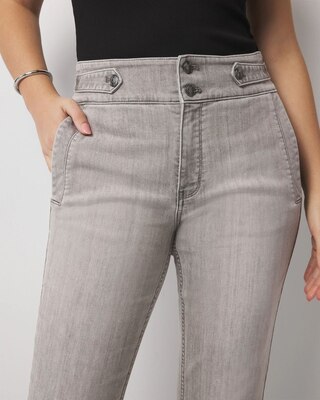 Extra High-Rise Novelty Button Bootcut Jeans click to view larger image.
