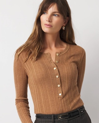 Ribbed Henley Sweater click to view larger image.
