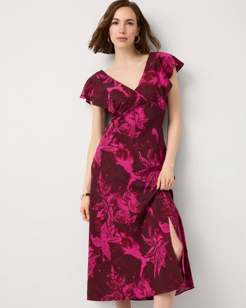 Petite Flutter Sleeve Slip Dress