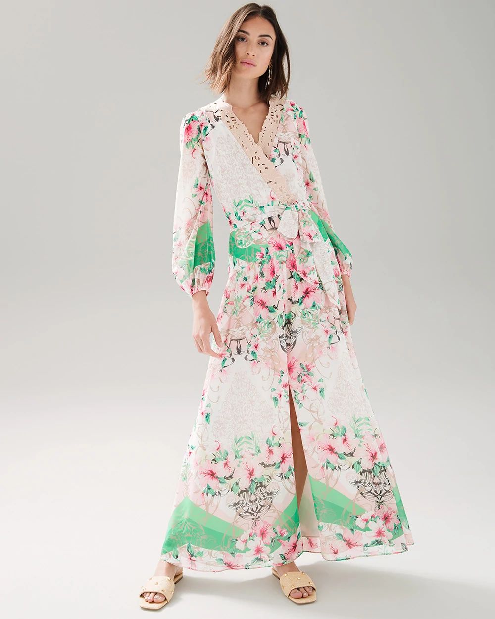 Drama Sleeve Floral Maxi Dress