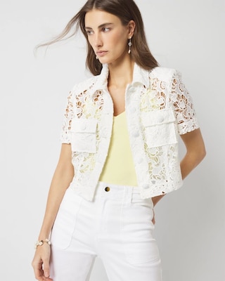 Petite Short-Sleeve Lace Jacket