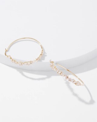 Gold Crystal Baguette Hoop Earrings