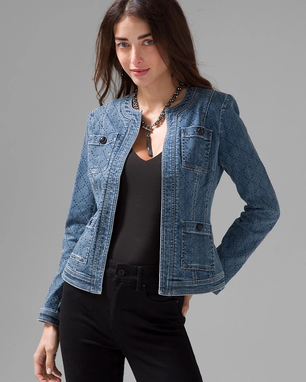 White house black market jean jacket cheap