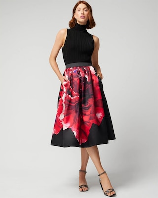 Drama Fit-and-Flare Midi Skirt
