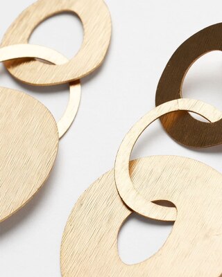 Goldtone Brushed Disc Drop Earrings