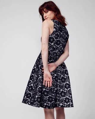 Petite Sleeveless Bonded Lace Fit-and-Flare Dress