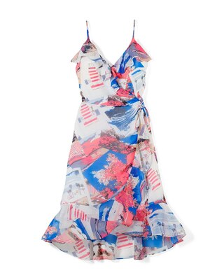 Spaghetti-strap Ruffle Wrap Dress